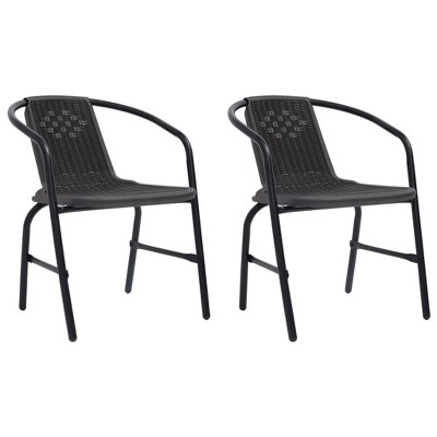 vidaXL Patio Chairs 2 pcs Plastic Rattan and Steel 242.5 lb