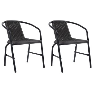 vidaXL Patio Chairs 2 pcs Plastic Rattan and Steel 242.5 lb - 1 of 4