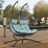 Coolbibila 2 Person Patio PE Wicker Hanging Swing Basket Egg Chair with Stand,Outdoor Indoor Garden Cushion Hammock Egg Chair for Bedroom - 2 of 4