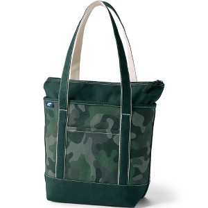 Lands' End Zip Top Long Handle Canvas Tote Bag - 1 of 4