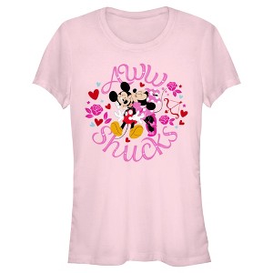 Junior's Women Mickey & Friends Aww Shucks Minnie Kiss T-Shirt - 1 of 4