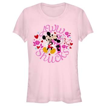 Junior's Women Mickey & Friends Aww Shucks Minnie Kiss T-Shirt