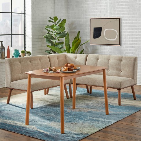 4pc Neha Nook Dining Set Walnut/Beige - Buylateral