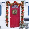 6ft Christmas Decorations Christmas Garland with Red-Gold Ornaments & Poinsettia Winter Wreath Artificial PVC Pine Garland - 4 of 4