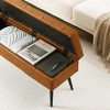 Aoibox Faux Leather Tufted Storage Ottoman Bench, Long Entryway Bench for Living Room, Supports 660lbs - Cognac Brown - 4 of 4