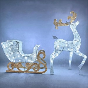 Joyfy 2 Pcs Deer Christmas Decoration, Reindeer and Sleigh Yard Lights with 180 LEDs for Xmas Paty Indoor Outdoor Yard Garden Lawn Decoration - 1 of 4