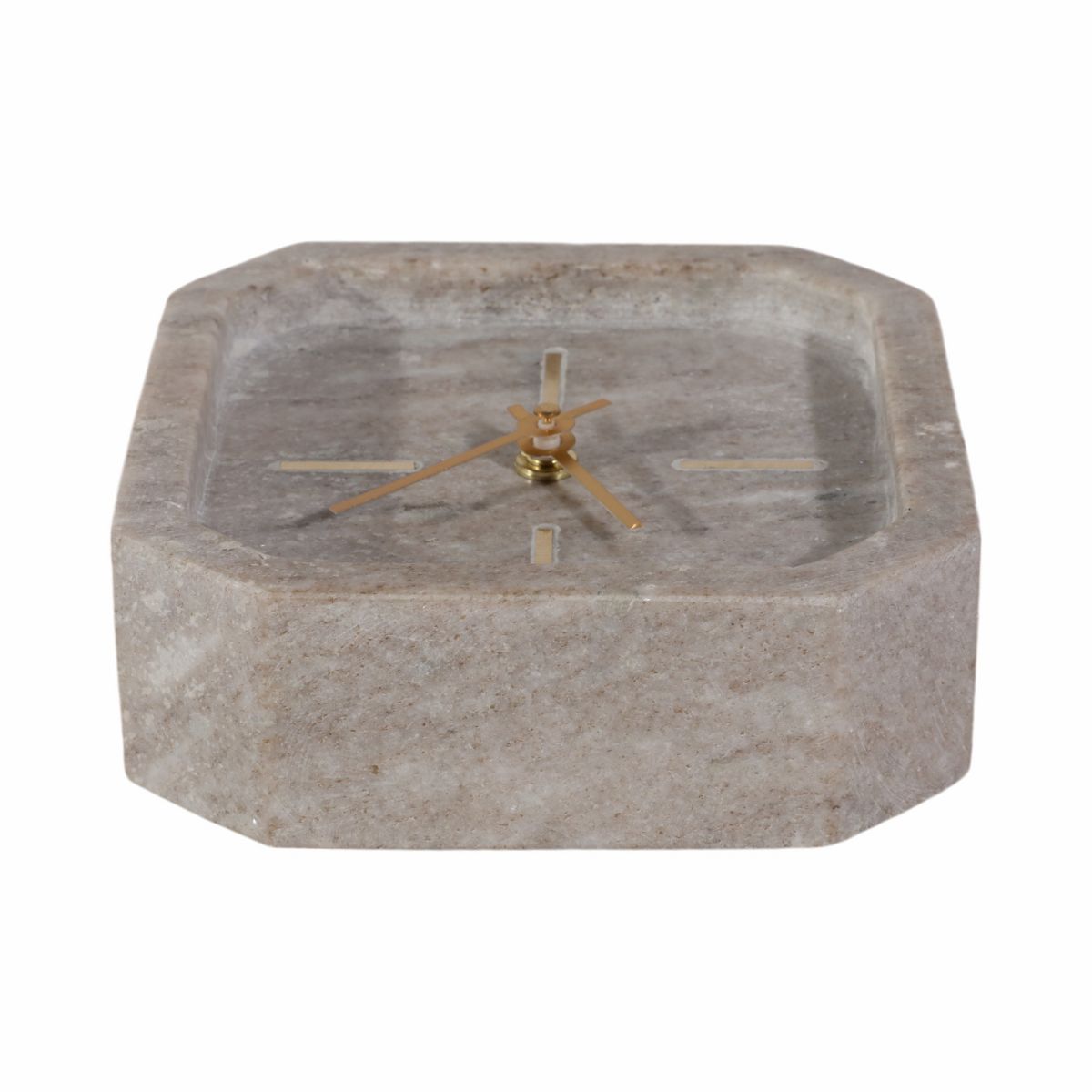 Octagon Marble Table Clock for Living Room and Office Decor - Small Decorative Desk Clock for Mantel, Shelf, Console, and Table - thumbnail 10