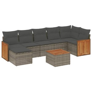 vidaXL Garden Sofa Set Grey PE rattan Large Adjustable Feet - 1 of 4