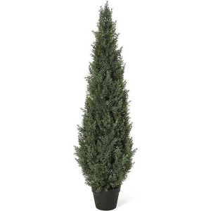 3/4 /5ft Artificial Cedar Tree, Home Decor Fake Cypress Potted Imitation Evergreen Plants for Indoor and Outdoor Front Porch Garden Decorative Fruit - 1 of 4