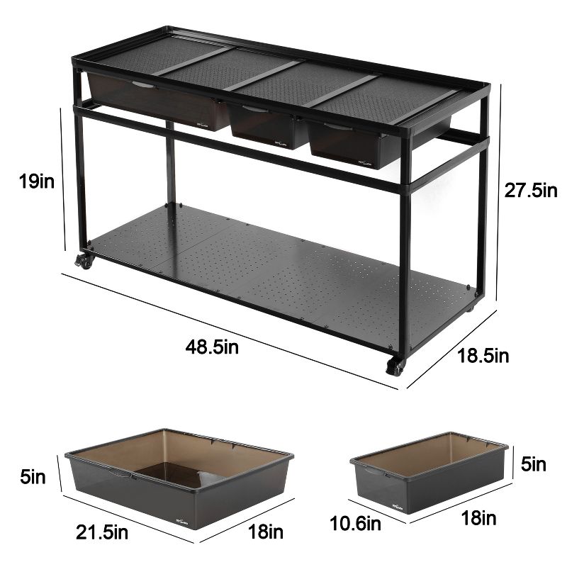 REPTIZOO Reptile Tank Stand Terrarium Cabinet with Breeding Boxs for 48”Lx18”W, 4 of 6