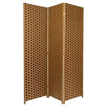 6 ft. Tall Woven Fiber Room Divider Two-Tone Brown 3 Panel - Oriental Furniture