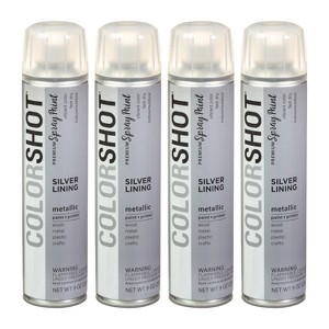 Colorshot Spray Paint Metallic Silver Lining 9oz 4pk Value Set Silver: Acrylic Exterior Paint & Primer, Fast Drying - 1 of 4