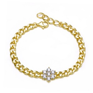 Guili 14K Gold Plated Flower Bloom Bracelet with Clear Cubic Zirconia Offers Delicate Sparkle and Floral Charm for a Graceful, Feminine Look - 1 of 2