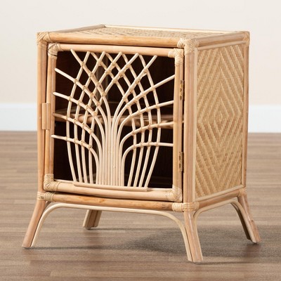 Danna Natural Brown Rattan Bohemian Night Table