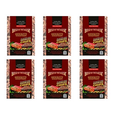 Best of the West All Natural BBQ Sweet Mesquite Wood Smoking Chips for All Grill Types, 180 Cubic Inches (6 Pack)