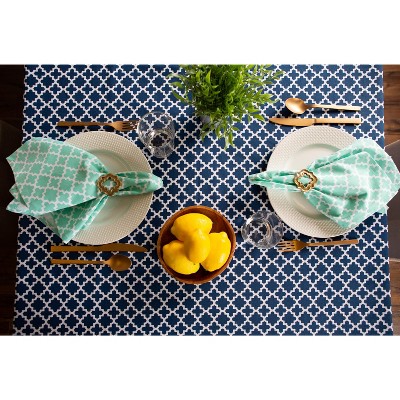 Nautical Blue and White Cotton Rectangular Tablecloth