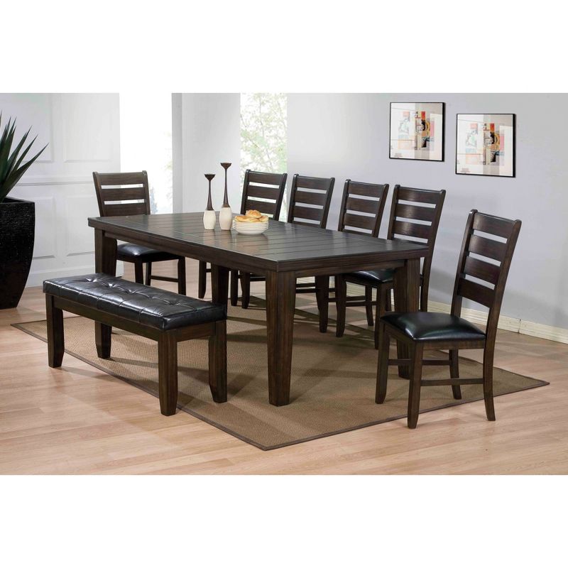 Urbana Extendable Dining Table Wood/Espresso with Black Faux Leather - Acme Furniture, 6 of 7