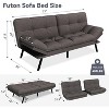 Dyonery 71" Futon Sofa Bed, Cozy Convertible Loveseat Sleeper, Linen Fabric Couch with Adjustable Back & Arms for Living Room, Guest Room - Light Gray - 3 of 4