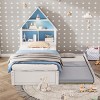 Cute Bed Frame With Trundle Bed,Children's Beds With Storage,Bookcase Headboard,Intelligent Induction Lamp,House Shaped Bed Frame-Cuddlewood - 3 of 4