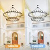 Modern Wagon Wheel Chandelier 2 Tier Farmhouse Chandeliers,Ceiling Pendant Light Fixture for Kitchen Entryway Dining Living Room - 3 of 4