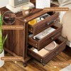Angel Sar 3 Drawer Nightstand, Antique Bedside Table with Solid Wood Legs, Vintage Night Stand for Bedroom, Brown - 4 of 4