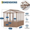 Wooden Greenhouses for Outdoors, Wooden Walk-in Green House with Cedar Frame, Greenhouse Kit with 6MM Thick Polycarbonate Panel - 2 of 4