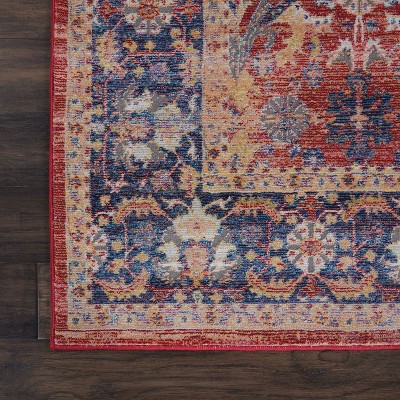 Hand-Knotted Red and Blue Synthetic Persian Area Rug 4' x 6'