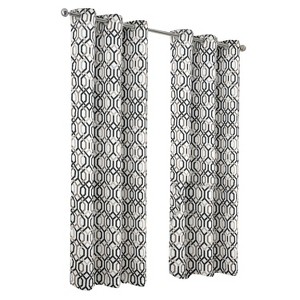RT Designer Collection Rory Printed Blackout Luxurious Decorative Grommet Curtain Panel Black - 1 of 4