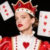 Queen of Hearts Earrings, Asymmetric Red Heart Poker & Clock Drop, Themed Costume Accessories for Women. - 3 of 4