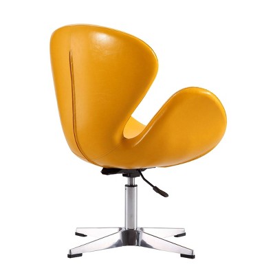 Retro Chic White Faux Leather 25" Swivel Chair with Metal Base