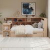 Polibi L-Shaped Wooden Daybed with Built-In Desk, Storage Bookcase, Upholstered RGB Headboard & Drawers - 3 of 4