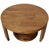 HomeRoots Set of Two Walnut Solid Wood Round Distressed Solid Nested Coffee Tables - 4 of 4
