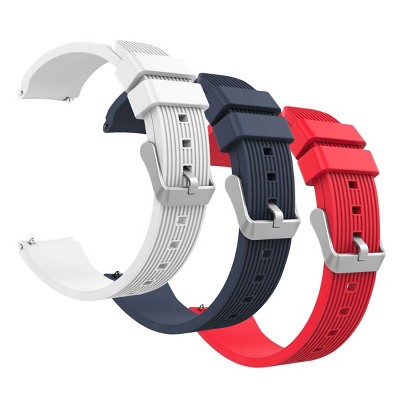 Insten 3-Pack Band For Samsung Galaxy Watch 3 Band 45mm (2020) / 46mm (2018) Replacement Wristbands 22mm For Women Men (Blue + Red + White)