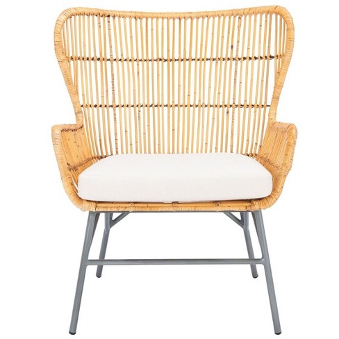 Rattan accent discount chair with cushion