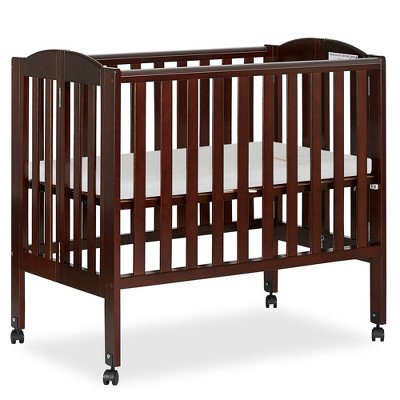 Espresso Pine 2-in-1 Portable Folding Crib with Mattress Pad