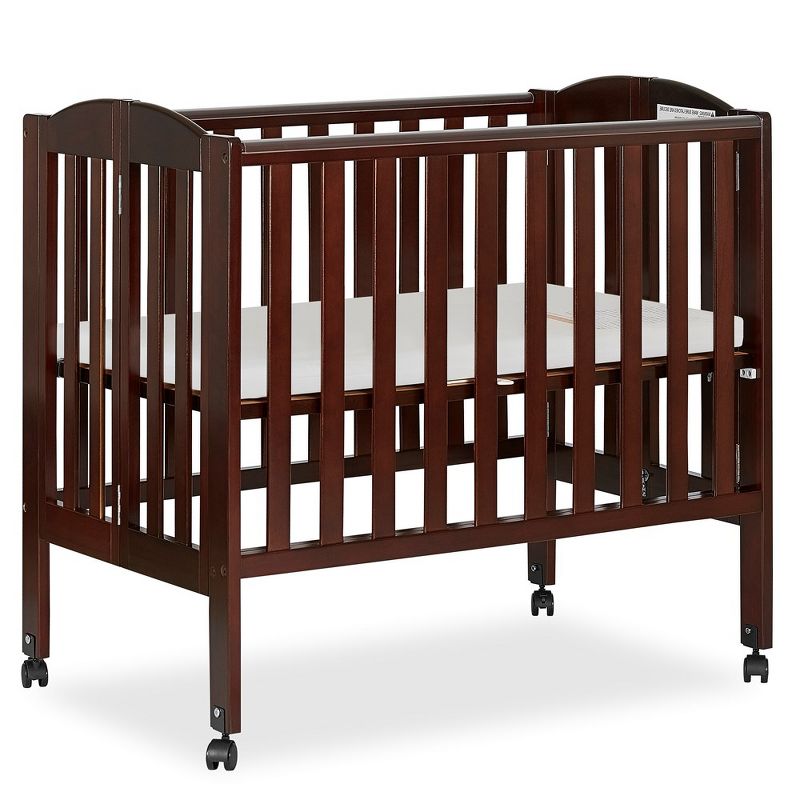 Dream On Me 2-in-1 Portable Folding Stationary Side Crib, Espresso, 3 of 7