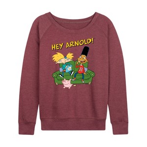 Women's - Hey Arnold! - Arnold, Gerald, and Abner Lightweight French Terry Wide Neck Long Sleeve Shirt - 1 of 4