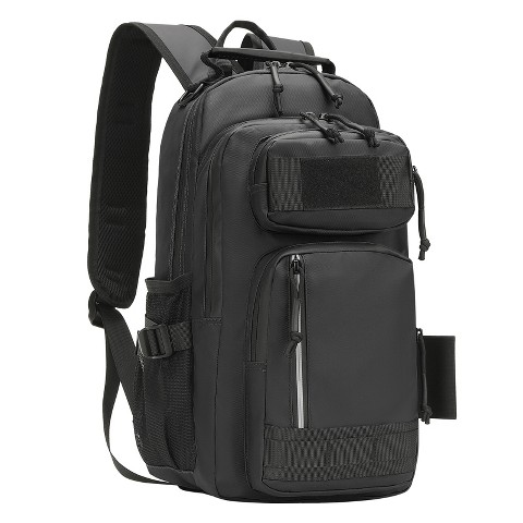 Unique Bargains Waterproof Multi-Pocket Fishing Backpack with Rod Holder Black