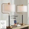 Possini Euro Design Carlyle 30 1/2" Tall Mid Century Modern Desk Lamps Set of 2 USB Port Smart Socket AC Power Outlet Black Gold Metal Charging - 2 of 4