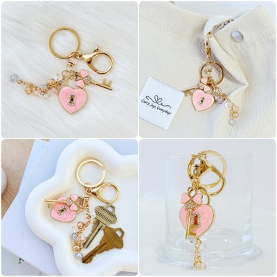 Wrapables Novelty Keychain and Bag Charm for Purse Handbag Backpack, Mother's Day Gift Pink Heart Lock and Key — фото 4