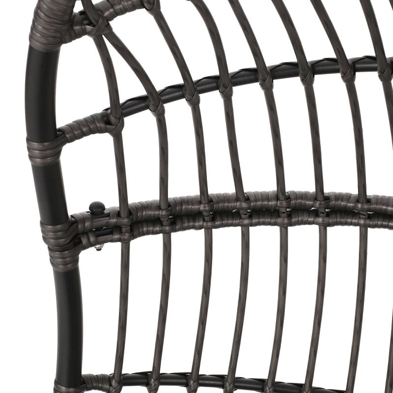Richards Outdoor/Indoor Wicker Hanging Chair with 8 Foot Chain (No Stand) - Gray/Dark Gray - Christopher Knight Home, 6 of 8