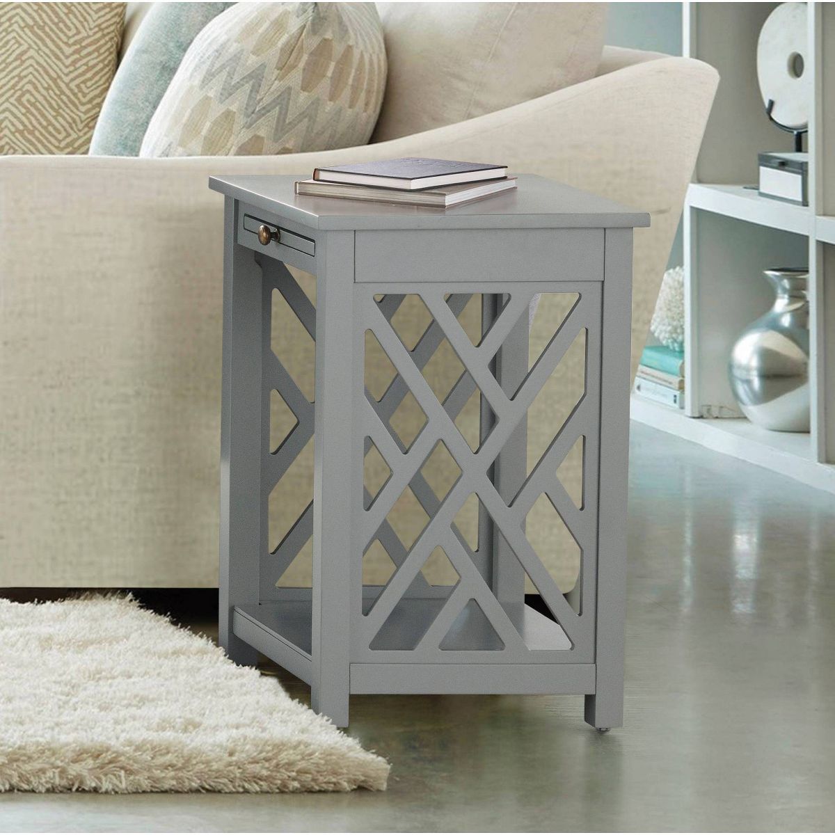 Alaterre Furniture Middlebury Wood End Table with Tray - thumbnail 4