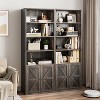Garvee Farmhouse Bookcase with Doors 11.8in Deep Display Storage 23.6W x 71.4H Inches L-Shape Engineered Wood, Gray - 4 of 4