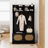Costway 4-In-1 Hall Tree Entryway Bench with Coat Rack & Flip Drawers 6 Dual-Hook Hangers Black/White/Natural - 4 of 4