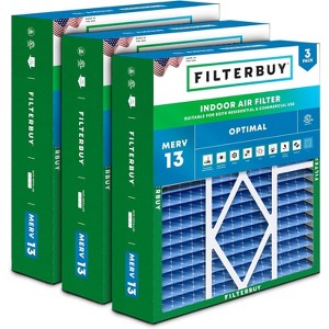 Filterbuy 19x20x5 Air Filter (3-Pack), Pleated MERV 13 Health Defense HVAC AC Furnace Air Filters for Bryant / Carrier, BDP, Day & Night, & Payne - 1 of 4