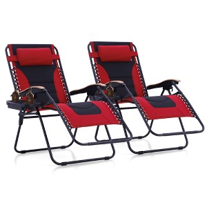 Captiva Designs Oversized XL Zero Gravity Chair Set of 2, Padded Folding Recliners with Cup Holder & Adjustable Back, Support 400 lbs - 1 of 4