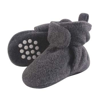 Luvable Friends Baby and Toddler Cozy Fleece Booties, Charcoal Heather