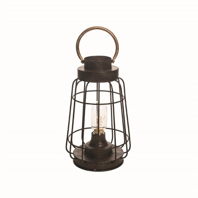 Black Metal Battery Operated LED Lantern - Foreside Home & Garden