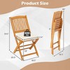Costway Outdoor Folding Chairs Set of 4 Acacia Wood High-Back Chair with Seat Cushions Beige/Navy/Red - 3 of 4