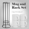 American Atelier Ceramic Mug & Rack Set, 4 Ceramic Cups & Standing Metal Rack for Kitchen Countertop, 14 oz. Capacity, Embossed - 2 of 4